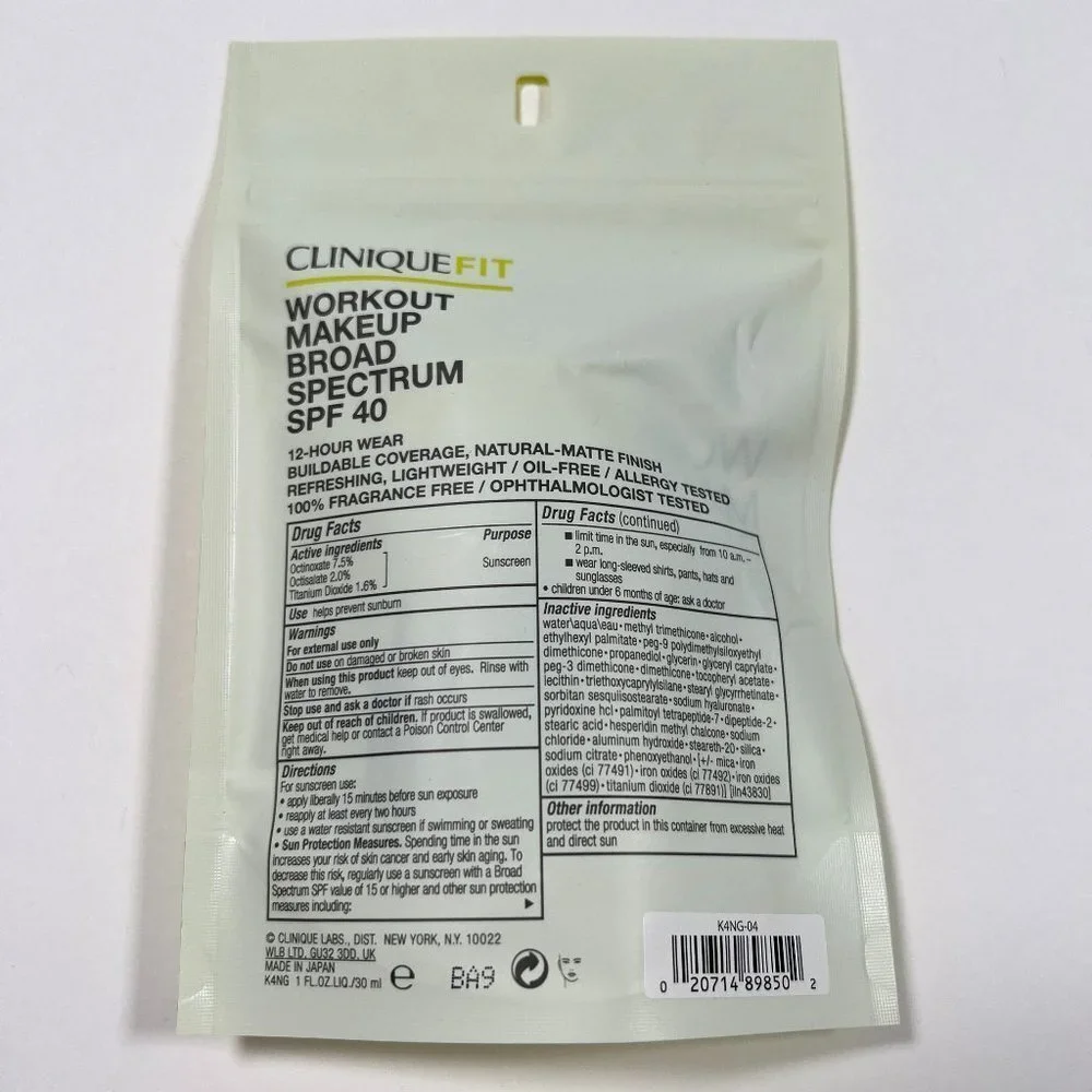 Clinique Fit Workout Makeup SPF 40 Foundation 04 Light Neutral Make Up Full Size